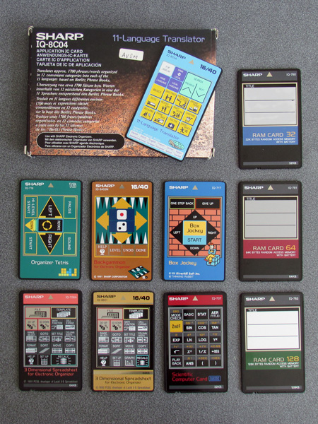 Photo of an assortment of Sharp IC cards